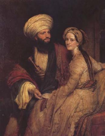 Henry William Pickersgill Portrait of James Silk Buckingham and his Wife in Arab Costume of Baghdad of 1816 (mk32)